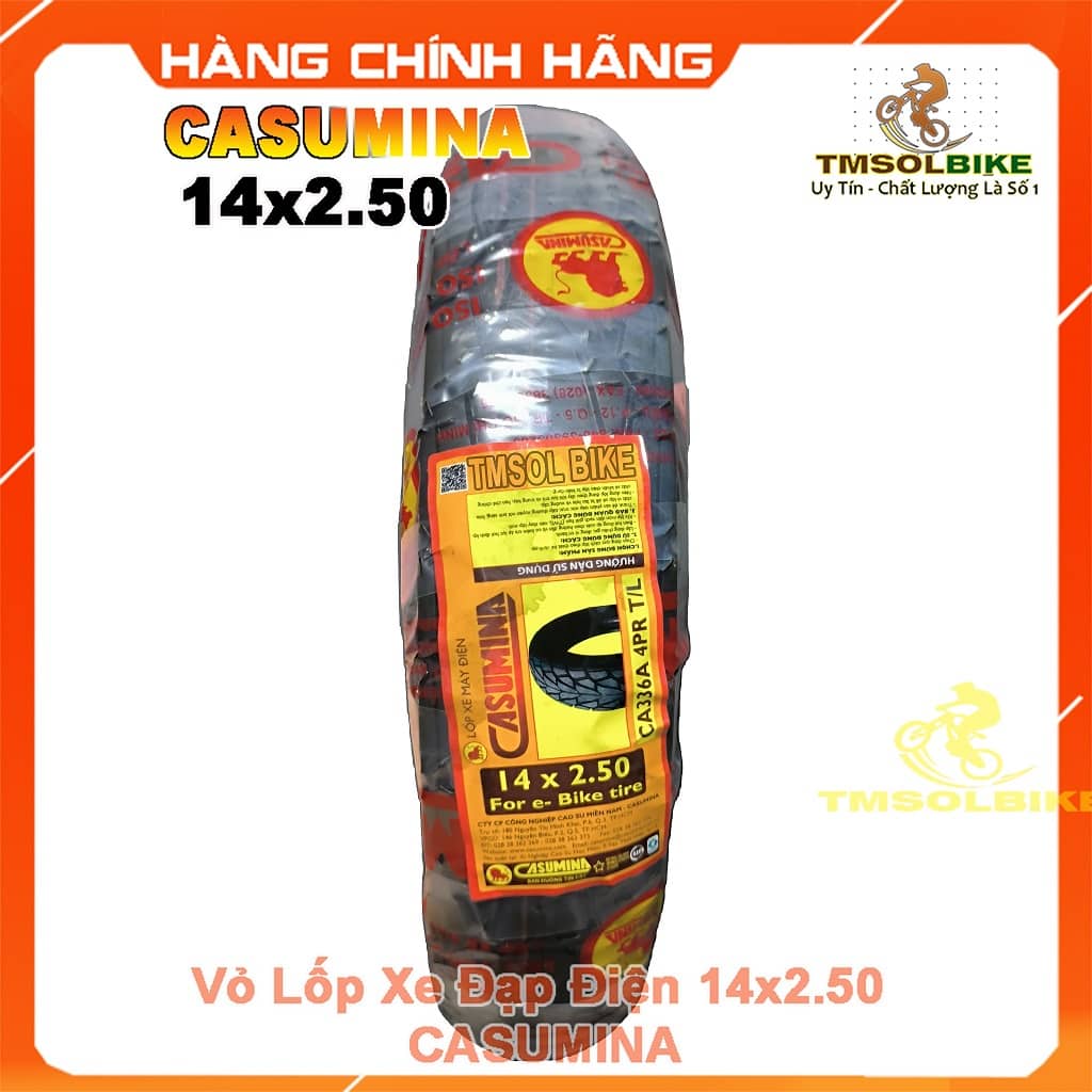 Vỏ Lốp Xe Máy Điện 14x2.50 CASUMINA - Lốp Không Săm, Chất Lượng Cao 7 Vỏ lốp xe máy điện 14x2.50 CASUMINA CA336A TL chính hãng, gai bám đường, bền bỉ.