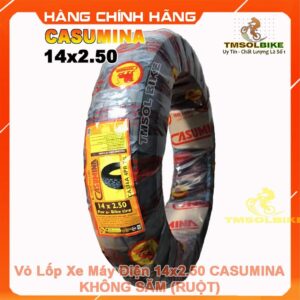 Vỏ lốp xe máy điện Casumina 14x2.50 không săm, hàng chính hãng, bền bỉ, bám đường tốt.