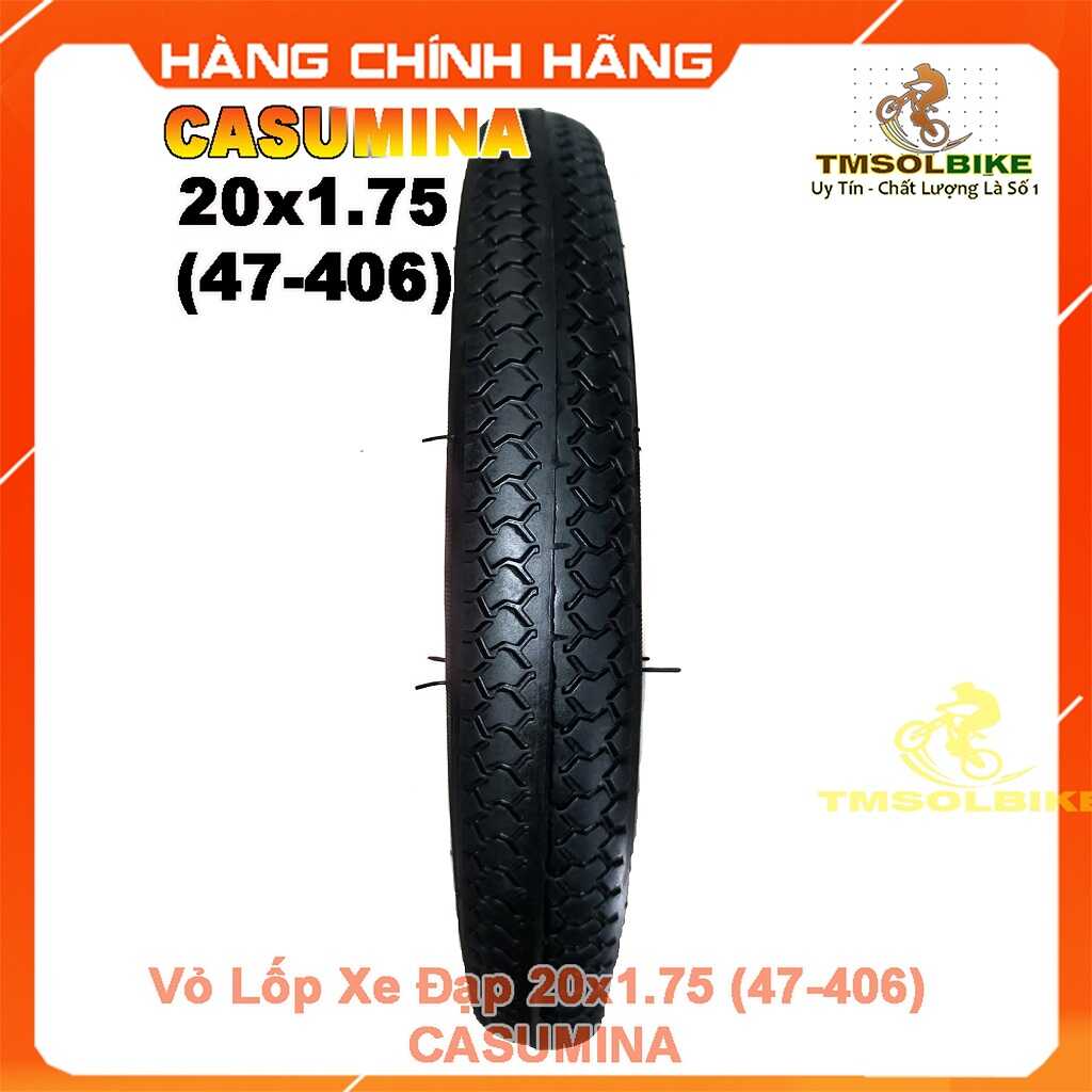 Vỏ Lốp Xe Đạp 20x1.75 (47-406) CASUMINA 5 Vỏ lốp xe đạp 20x1.75 (47-406) CASUMINA chụp toàn cảnh mặt trước, chất liệu cao su bền chắc, độ bám đường tốt