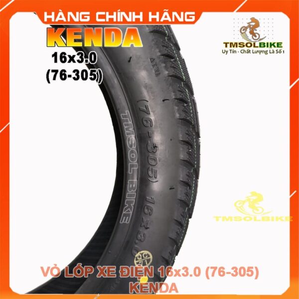 Kích thước thực tế của vỏ xe máy điện KENDA 16x3.0 (76-305) không ruột – đo chiều rộng và đường kính chuẩn